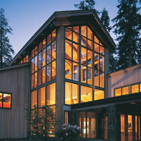 Mount St Helen home with custom window combinations