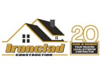 gold and black logo for ironclad an exterior remodeling contractor partner for pella sioux city