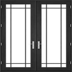 Prairie contemporary hinged door prairie grille pattern