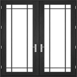 Prairie contemporary hinged door prairie grille pattern