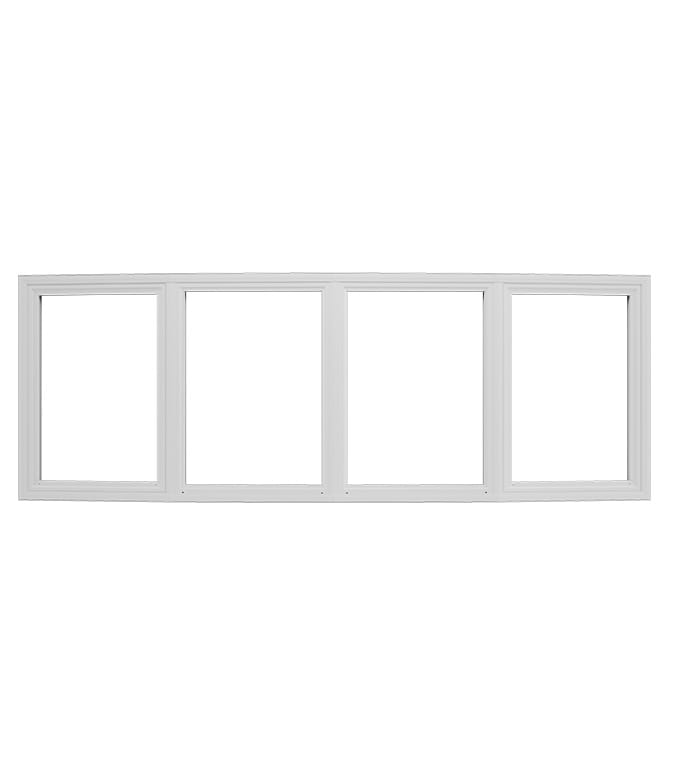 A vinyl bow window configuration with shorter windows.