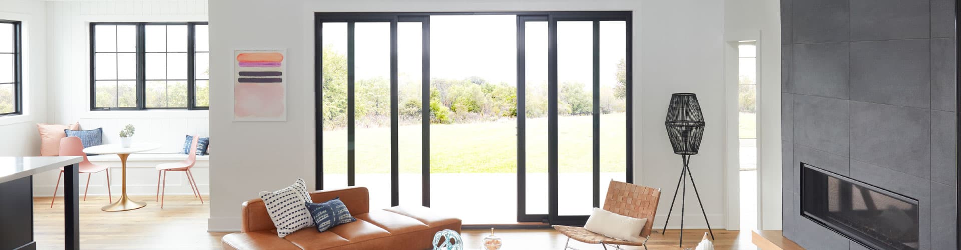 living room with lifestyle sliding doors