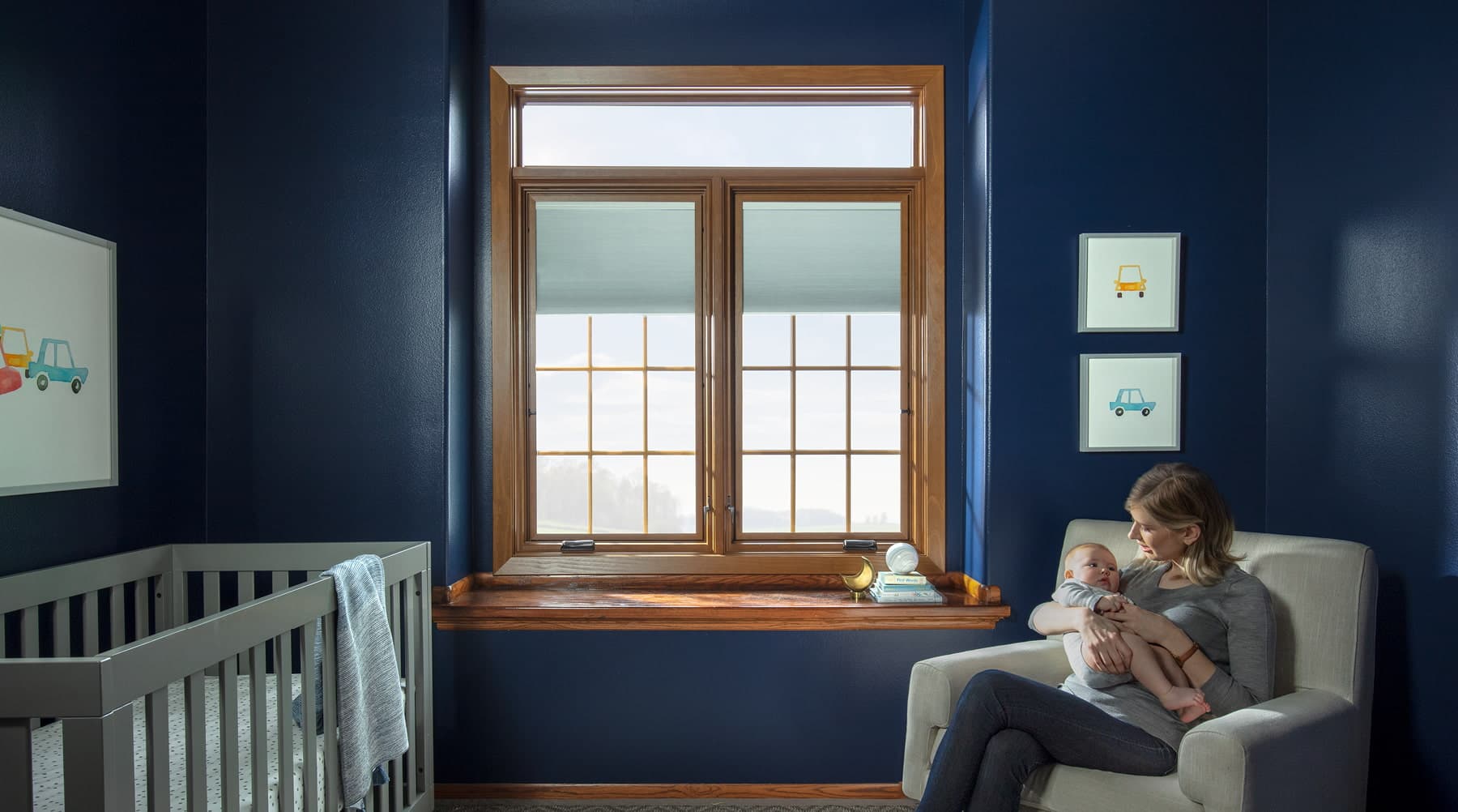 In-home nursery with soundproof windows.