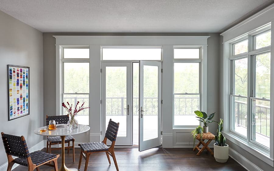 White wood patio door