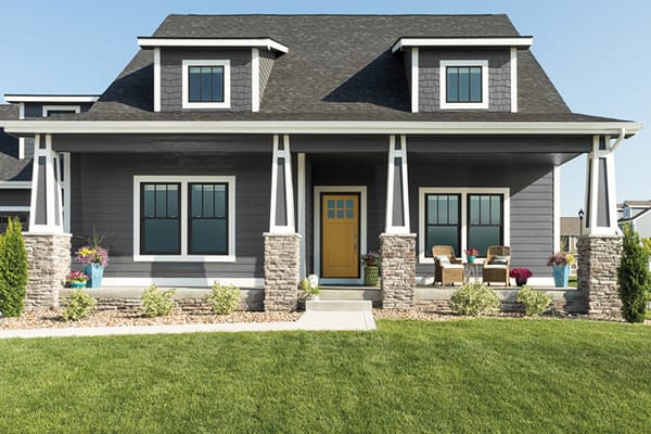 gray home black vinyl windows exterior