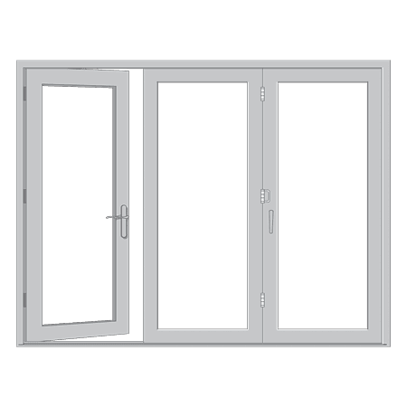 Illustration of slightly opened folding glass doors
