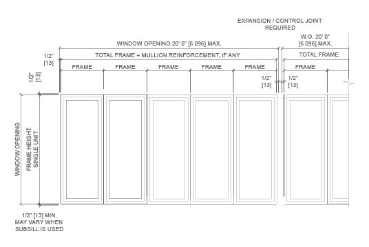 technical drawing of typical elevations for windows