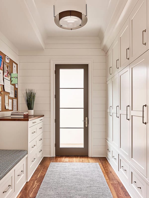 Single Brown French Door in Entryway