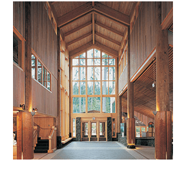 rochester hills building with an expansive vertical wall of windows