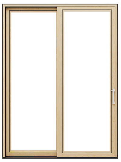 a wood sliding patio door with no background.