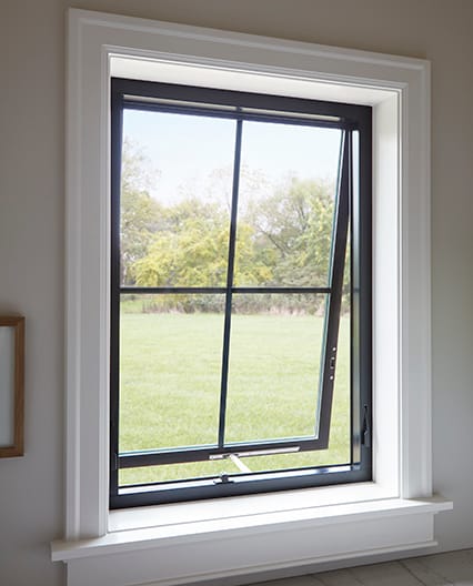 Replacement awning window in laundry room.