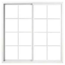 Traditional White two-panel sliding window with divided-light grid (mullions) and white frame