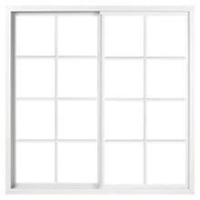 Traditional White two-panel sliding window with divided-light grid (mullions) and white frame