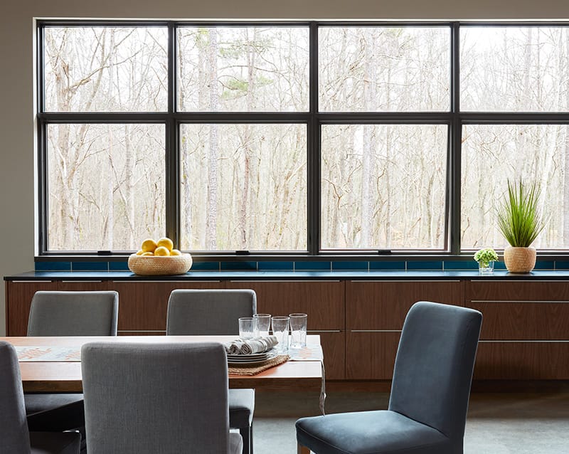 five black awning windows with no trim
