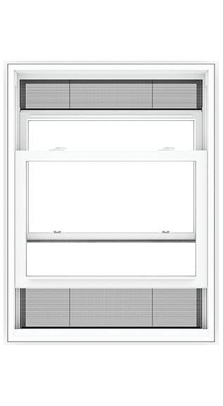 vinyl window with custom grilles and screens