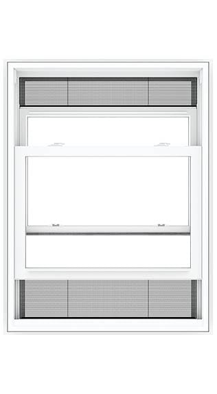 vinyl window with custom grilles and screens
