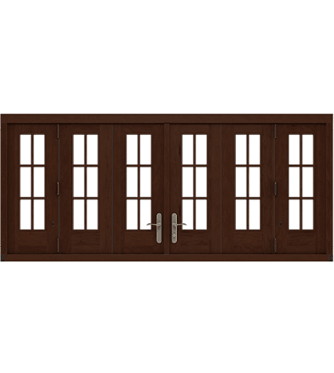 six-panel wood bifold window with grilles-between-the-glass