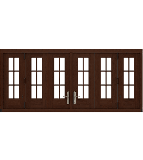 six-panel wood bifold window with grilles-between-the-glass