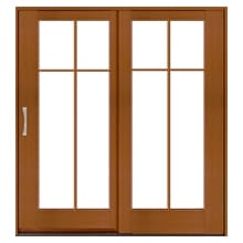 Cross lifestyle hinged patio door with cross grilles